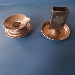 Antique Sterling Silver Matchbook Ashtray Combo 