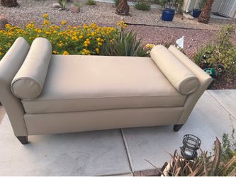 Beige Faux Leather Chaise Lounge
