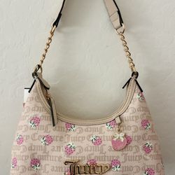 Trending Juicy Couture Berry Sweet Sandstone/ pink Strawberries Shoulder Purse 🍓 Tags Still attached Obo 
