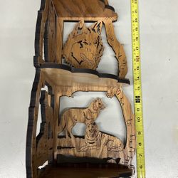 Laser Cut Wood Wolf Shelf