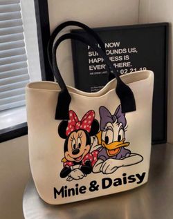 Back To School Disney Cute Cartoon Stitch Pattern Printed Tote Bag, Canvas Material Suitable For Women's Daily Shopping And Gatherings, Casual Style T