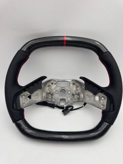 CARBON FIBER RED STRIPE PERFORATED LEATHER STEERING WHEEL FOR CORVETTE C8 2020-