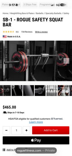 SB-1 - ROGUE SAFETY SQUAT BAR NEVER USED BOTH NEW!
