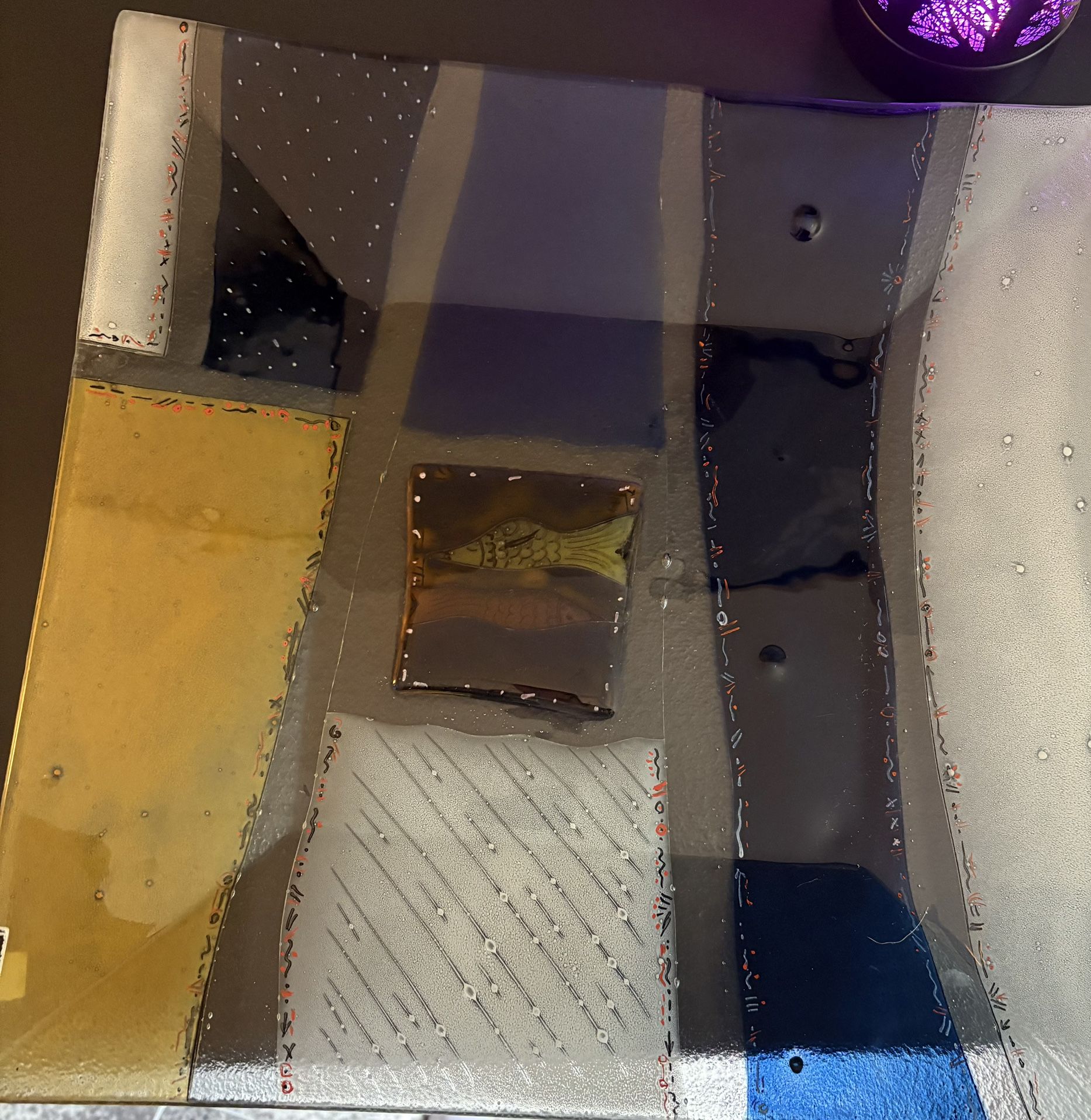 European Abstract Glass Art Tray 