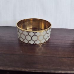 Juicy Couture Gold & White Honeycomb Design Bangle Bracelet, Vintage