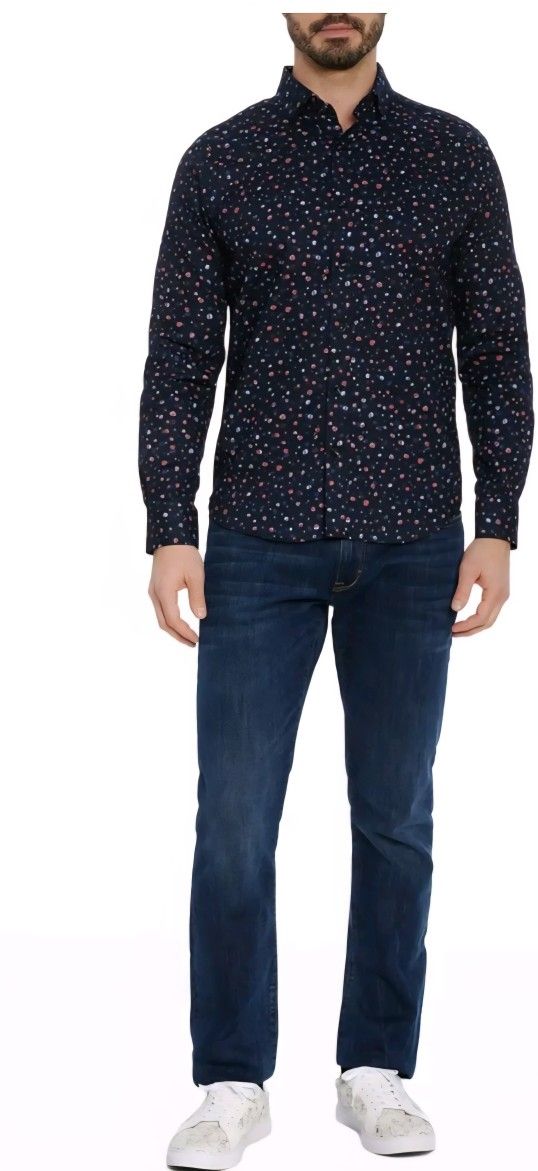 Robert Graham Men Lucena Shirt, Blue Size L ( Brand New)