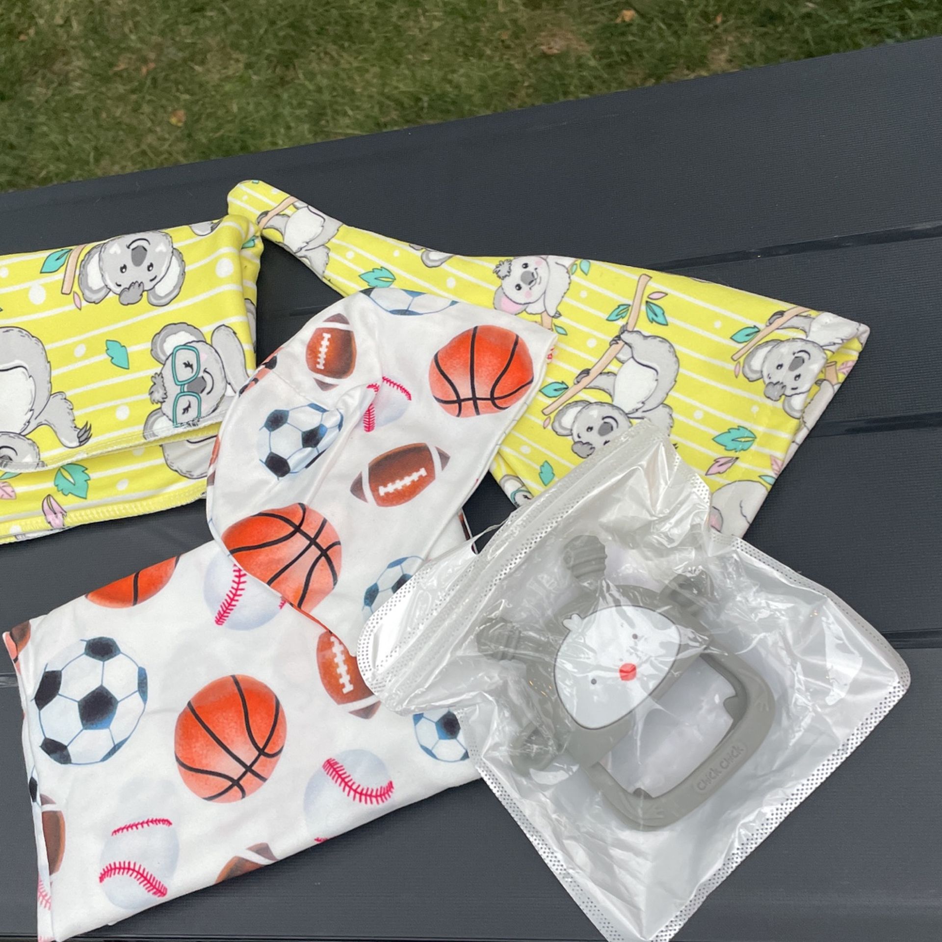 Baby Swaddles / Burp cloths And Hats With Teething Toy