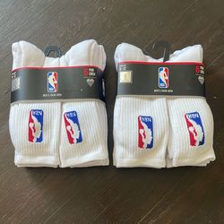 NBA Logo White Crew Socks Men’s 6-12 