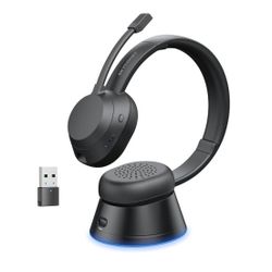 new Wireless Headset with Mic for Work, Bluetooth Headset with Microphone (Noise Cancellation), Wireless Headset with USB Dongle & Charging Dock for C