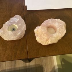 Pink Quartz Candle Holders