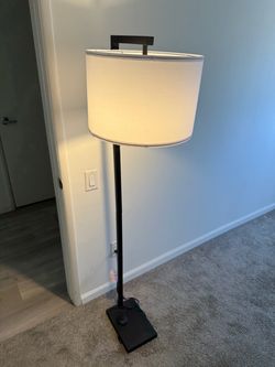 Black Metal Floor Lamp with Drum Shade