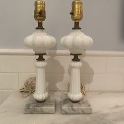 Hold For Rita - Pair Of Milk Glass lamps 