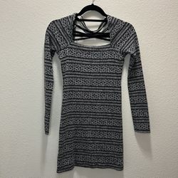 Free People Women’s Good Girl Gone Bad Body Con Knit Dress LS Gray And Black