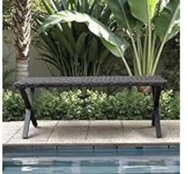 Garden Bench for Outdoors, Black Outdoor Benches Slats for Patio, Patio Backless Bench with Cross Leg,Dining Bench for Porch, Lawn, Balcony, Backyard 