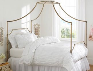 Pottery Barn Maison Canopy Bed Full-Size Gold Metal Frame