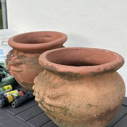 Pair Of Clay Planters , Terracotta Pots 