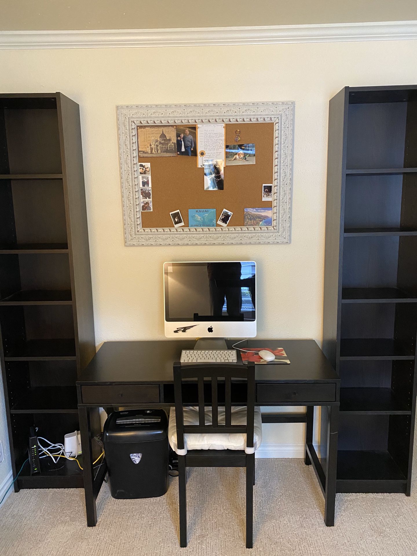 Desk with chair and bookshelves