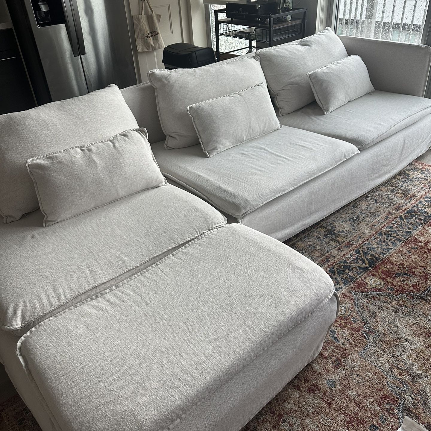 Ikea Sectional, 4-seat with chaise, with open end Gransel/natural