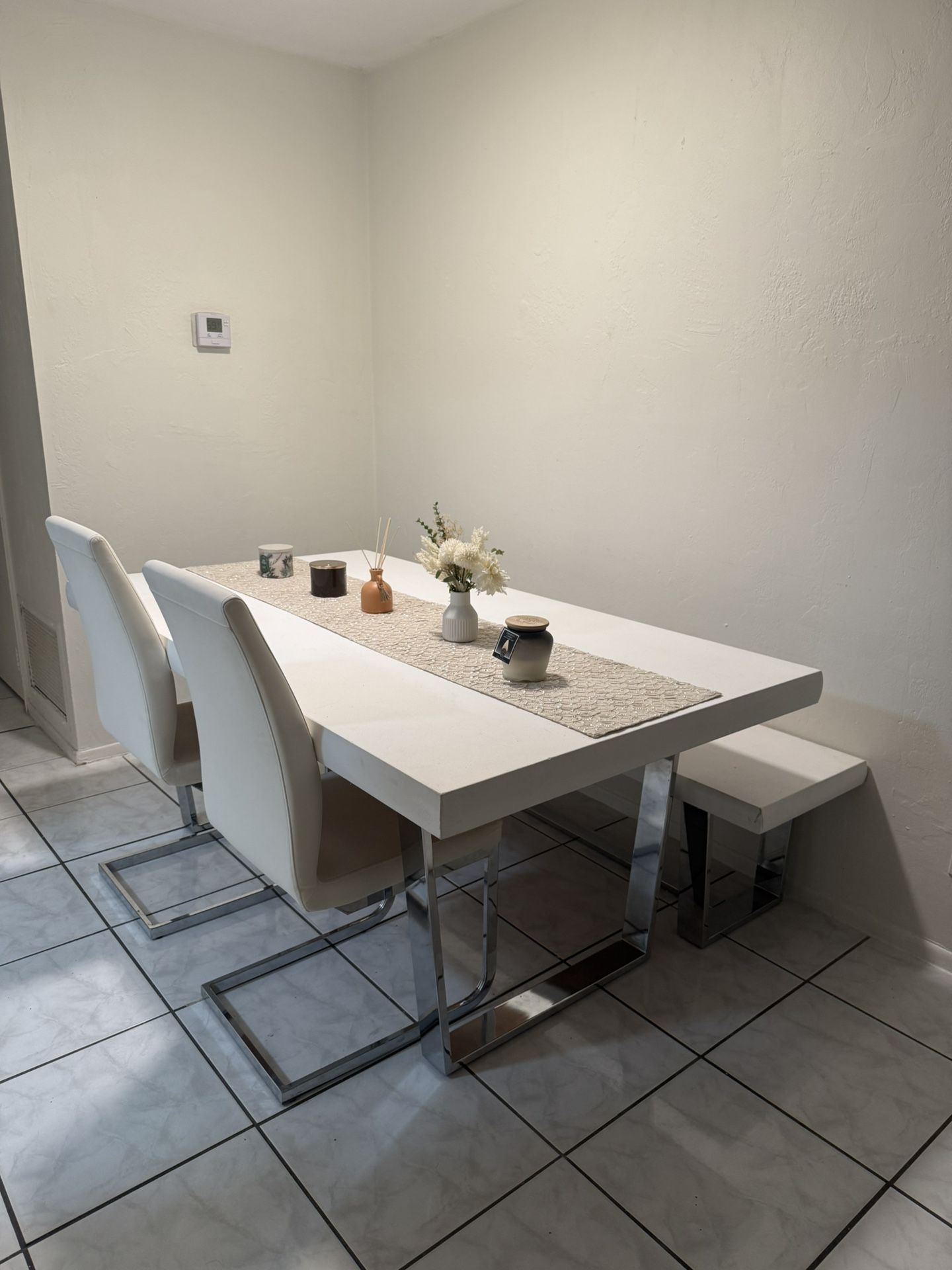 Dining table with bench And chairs. Read Description.