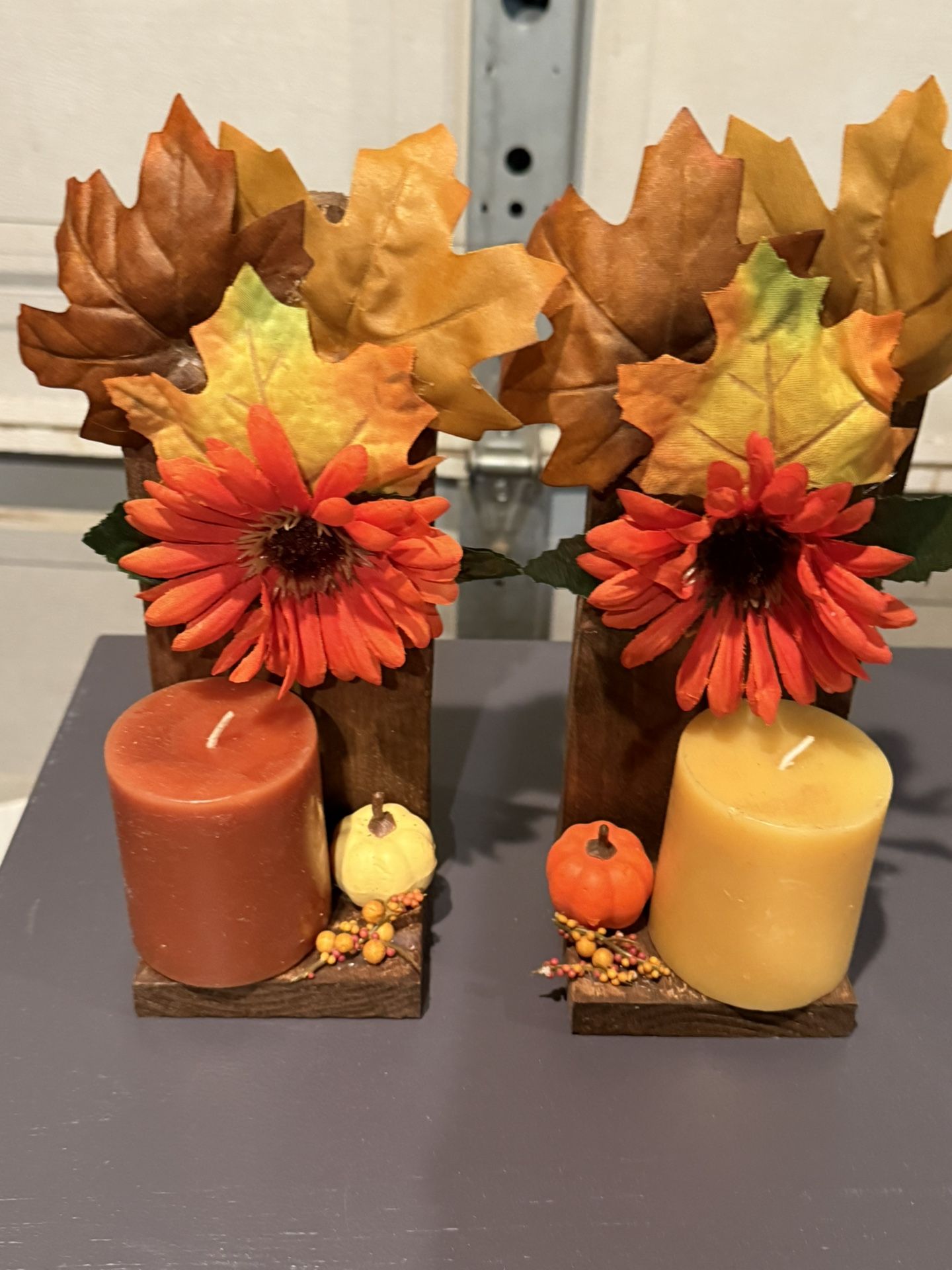 Homemade Wooden Autumn Candle Decor