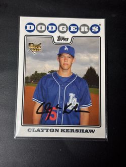Signed Clayton Kershaw 2008 Topps Update Rookie Card #UH240 Dodgers Auto