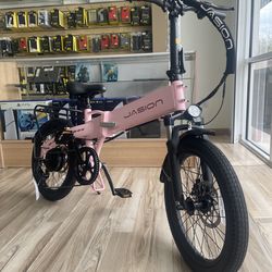Jasion Pink Folding Electric Bike 25MPH ebike Finance it $50 Down