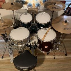 Pearl / Premier / CB700 Drum Set, Zildjian Cymbals