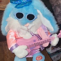  Blue Pink Bunny Guitar Plush Toy 


