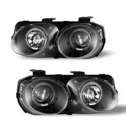 For 1(contact info removed) Acura Integra Dual Halo Projector Headlights Black Housing / Clear Lens