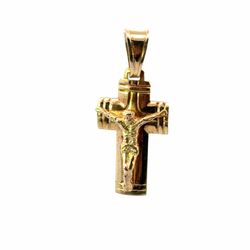 Men’s 14k Yellow Gold 1” Inch Cross Crucifix Pendant for Necklace GP3119892