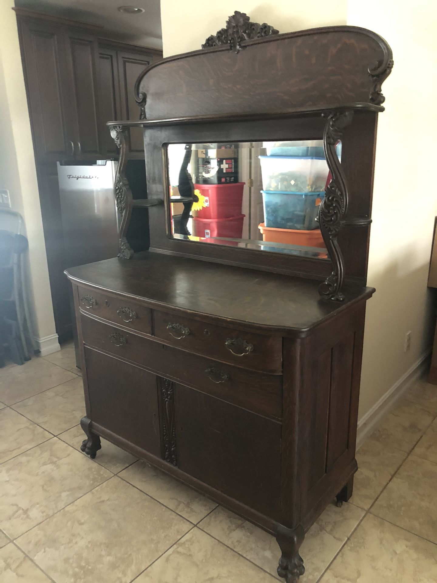 Antique Mirrored Sideboard Buffet