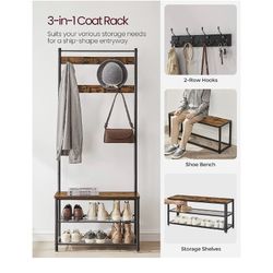 Entryway coat rack/shoe storage/hall tree