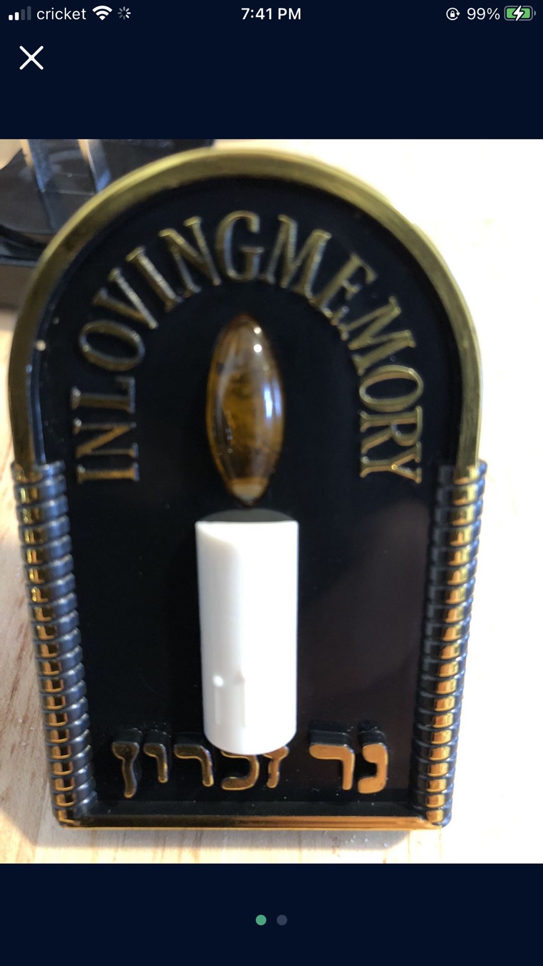 Yahrzeit Remembrance Memorial Plug in Judaica