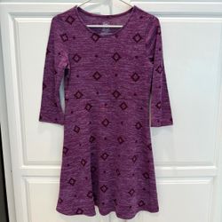 Wonder Nation Girls XL 14-16 Dress Purple Geometric Knit A-Line Stretch