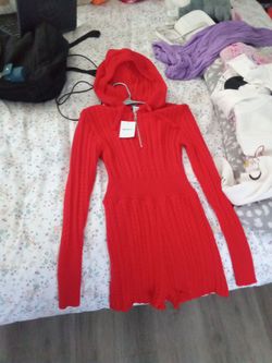 Red jumpsuit with hood size small