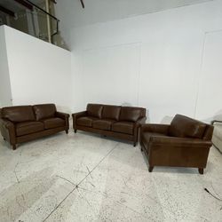 Larsen 3-piece Top Grain Leather Set