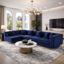 Customer size Large L-Shaped Modular Sofa, 5-Seat Velvet Sectional Couch