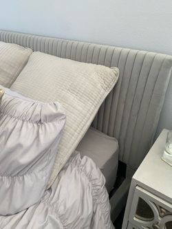 Queen size bed frame/headboard w/all the trimmings and a memory foam pad and mattress