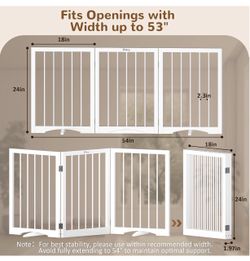 New Free Standing Dog Gate Indoor, Foldable Dog Gate for Stairs Doorways 3-Panel Freestanding Pet Gate with Support Feet for Stability, Folding Puppy