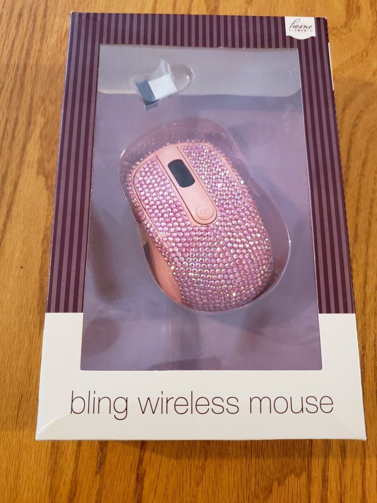 Pink rhinestone bling wireless mouse
