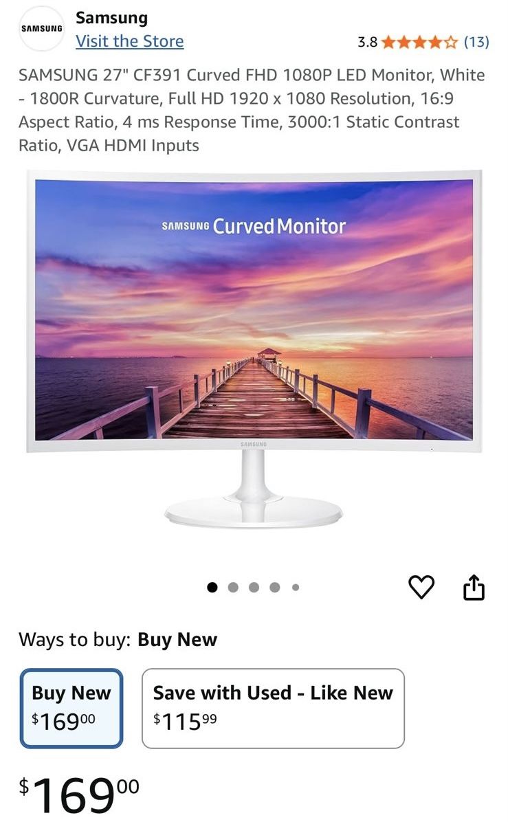 Samsung Curved 27” LED Monitor