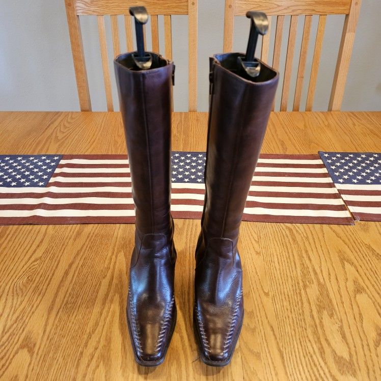 PIKOLINOS Womans Tall Brown Leather Boots, Sz 6