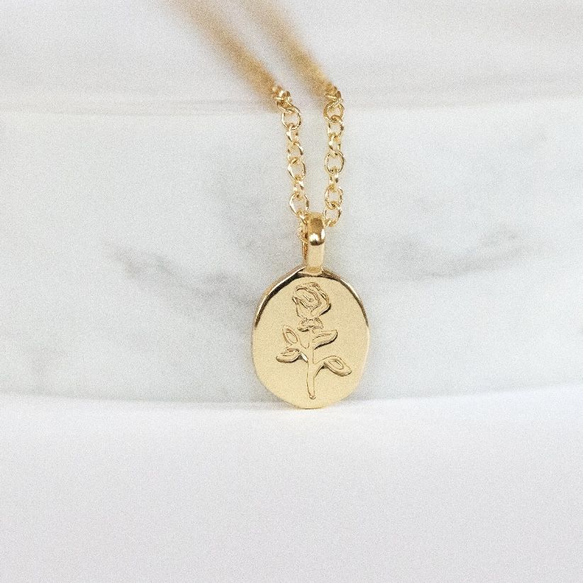 Gold-Plated Rose Necklace 18” Chain