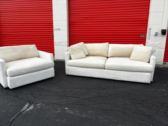 White Crate & Barrel Sofa & Chair Set *FREE DELIVERY 🚚 
