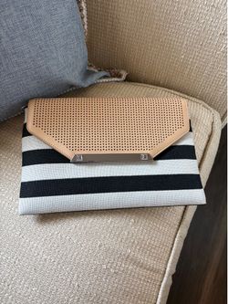 Stella & Dot Always By Your Side Magnetic Close Clutch Purse Wallet Stripe Bag