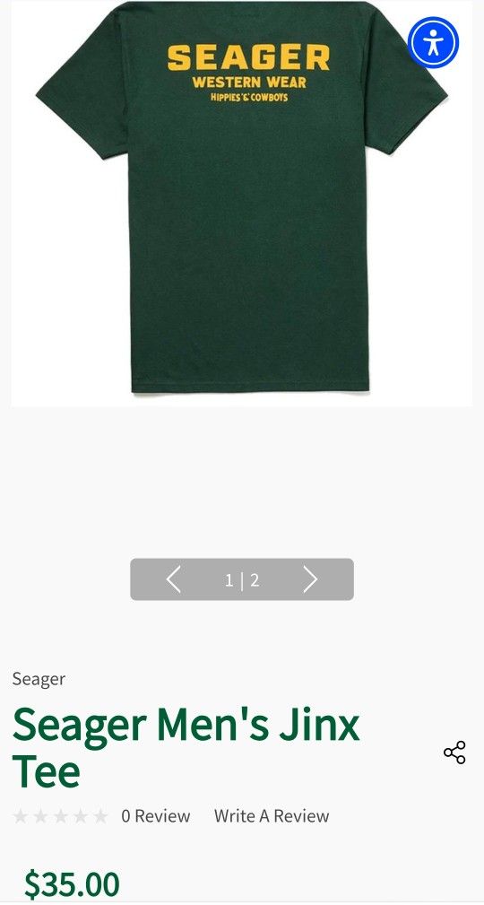 Men's Seager T-Shirt Jinx Tee Size XXL Forest Green Brand New