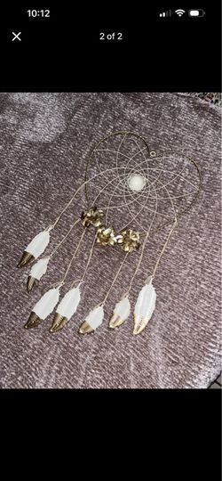 Gold and White Feather Dream Catcher