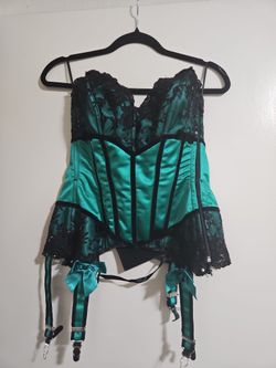 Leg Avenue Teal & Black Lace Corset