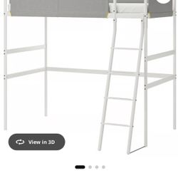 Loft bed frame, white/light gray, Twin