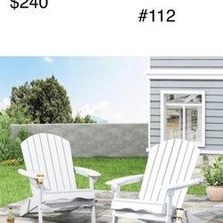 #112: Noble House Lissette White Foldable Wood Adirondack Chair (2-Pack)